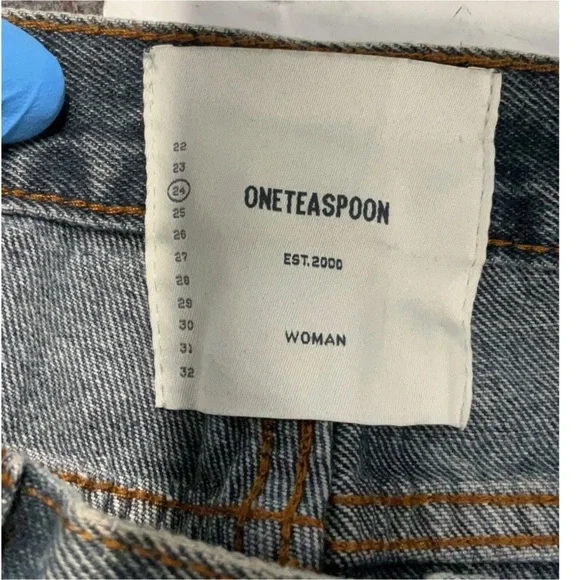 NWT One Teaspoon Cut Off Truckers distressed denim jean shorts dark gray/black - Picture 3 of 6